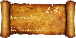 Lax Anikó névjegykártya